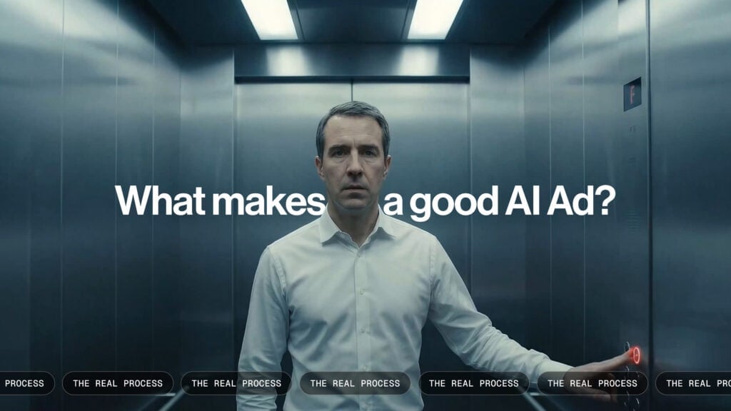 What Makes a good AI ad cover photo with man standing in elevator